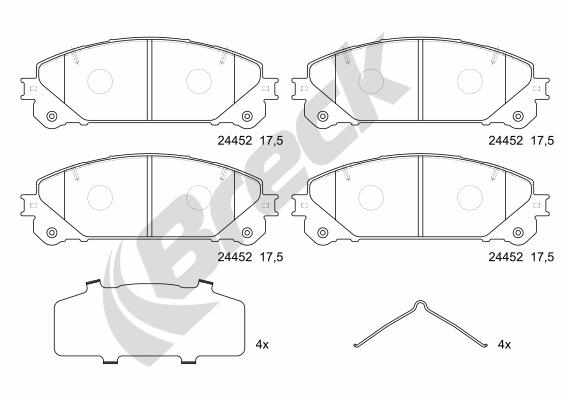 Brake Pad Set, disc brake - 24452 00 551 00 BRECK